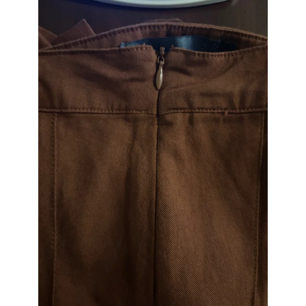Indigo Rising Womens Sz L Brown Cotton Side Zip Pleated Mini Skirt Casual School
